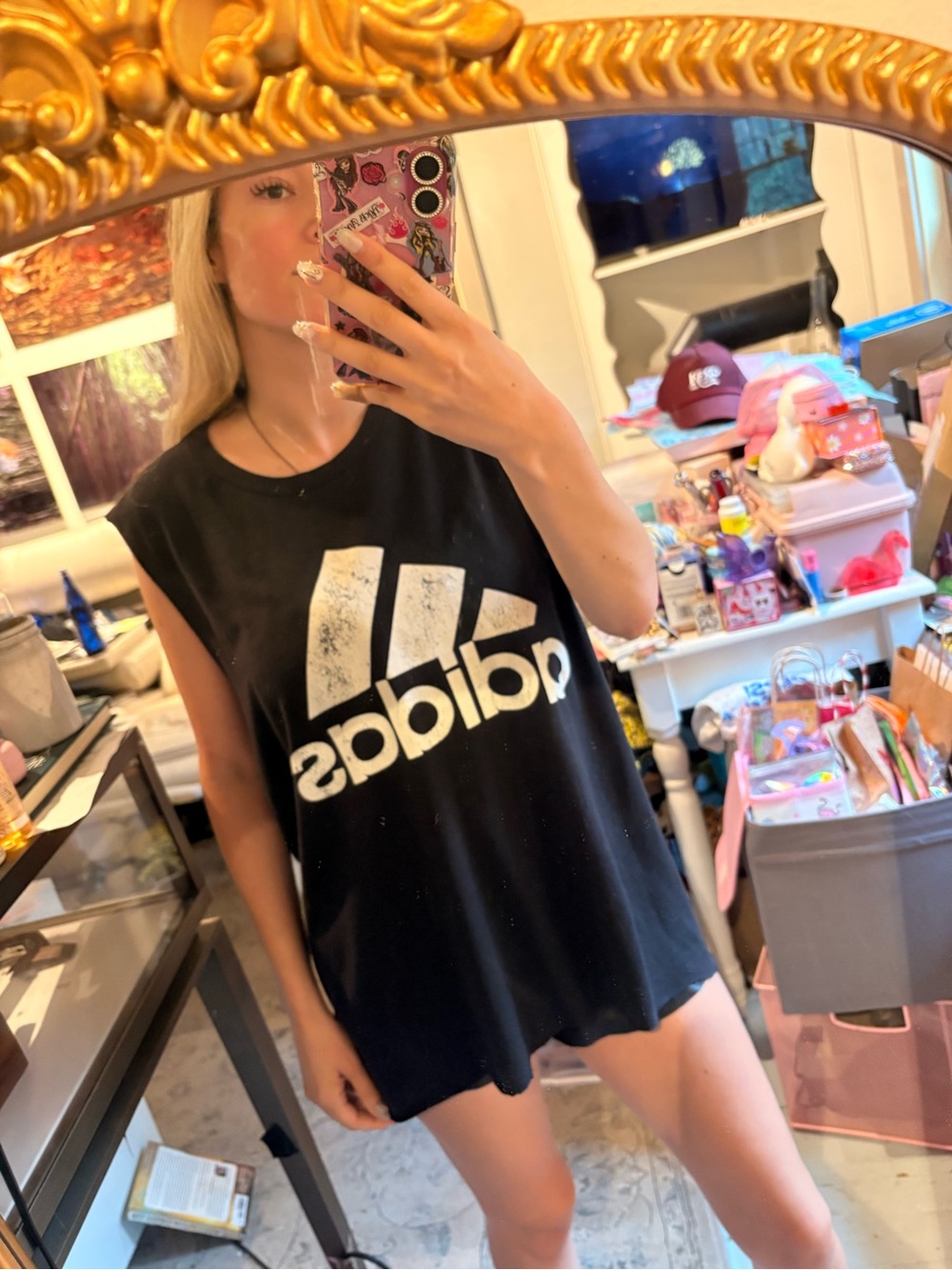 ADIDAS cut off top distressed style unisex small.